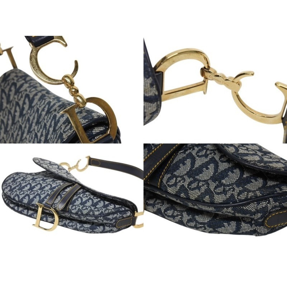 Christian Dior Trotter Saddle Bag Galliano canvas leather Navy Blue - Picture 8 of 10